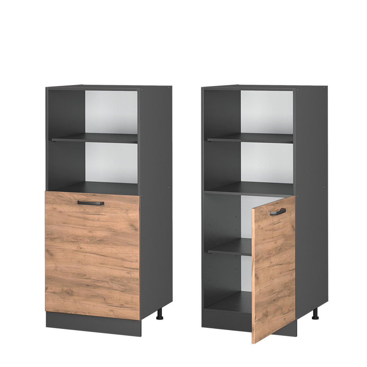 HERDUMBAUSCHRANK R-Line Goldkraft Eiche 60 cm - Honigeiche/Anthrazit, Holzwerkstoff (60/143/57cm) - Vicco