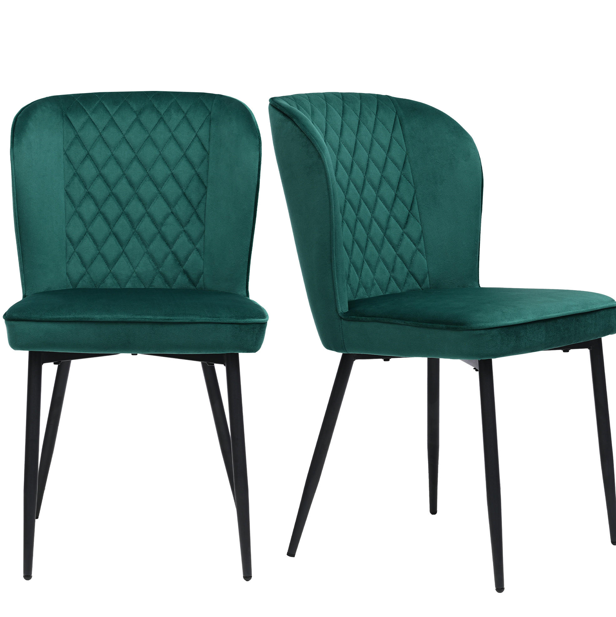 ESSZIMMERSTUHL ergonomisch Samt Grün Metallgestell - Grün, Metall (43/86/47cm) - Meubliv
