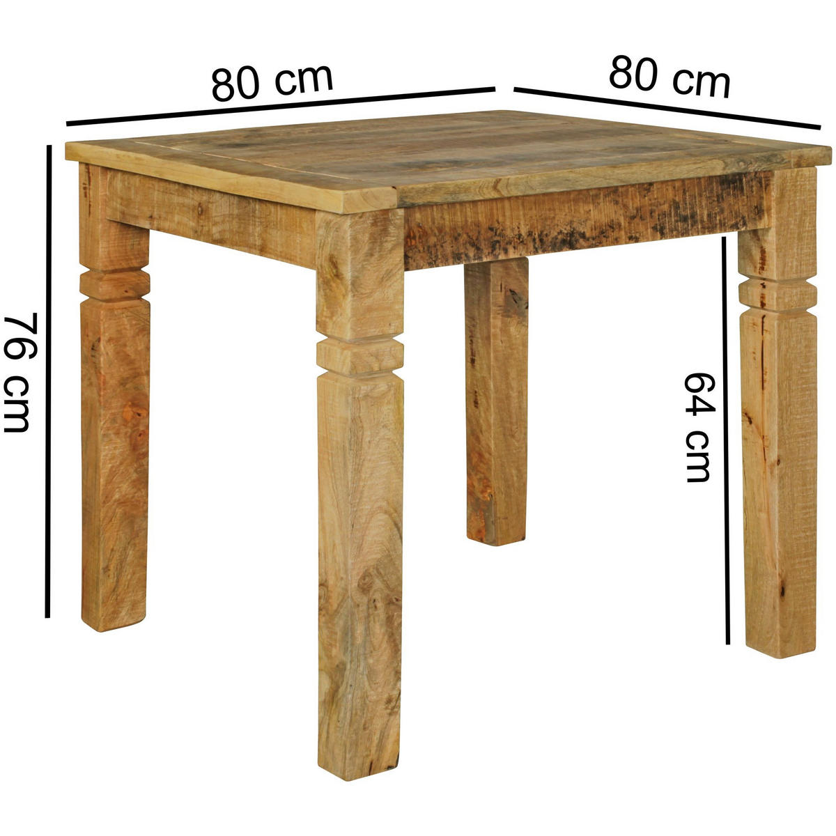 ESSTISCH Massivholz Quadratisch Landhausstil DIANA, Braun 80x80x76 cm - Braun, Holz (80/80/76cm) - KADIMA DESIGN