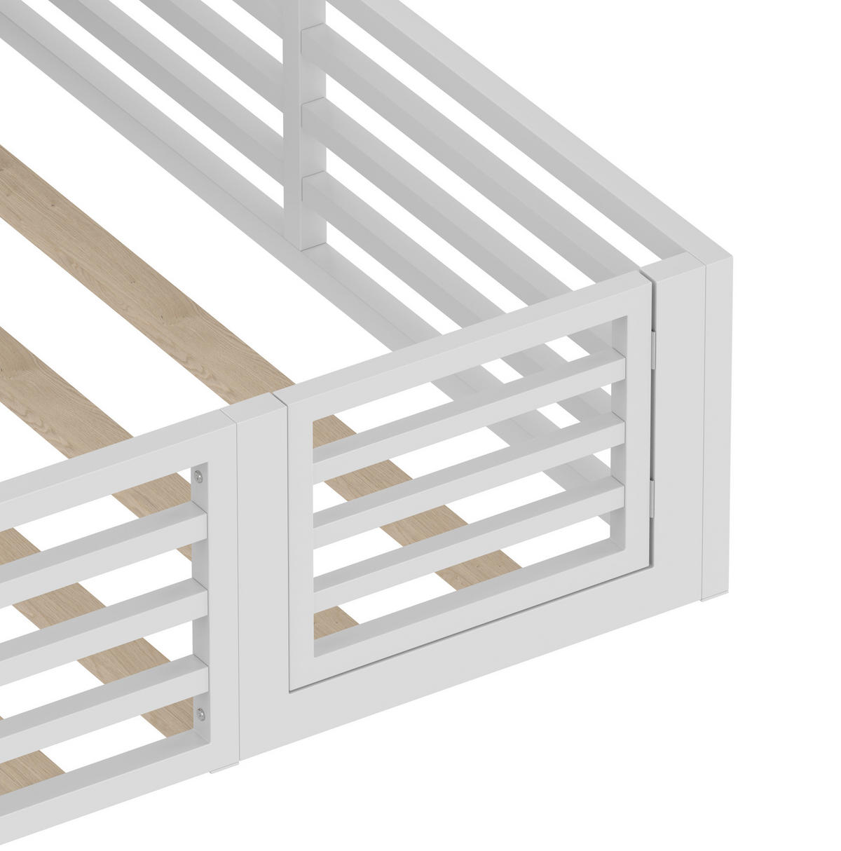 KINDERBETT Tagesbett 140/200 cm aus Metall und MDF mit Stauraumfächern und LED-Beleuchtung Weiß - Weiß, Holzwerkstoff (140/200cm) - Modenvie
