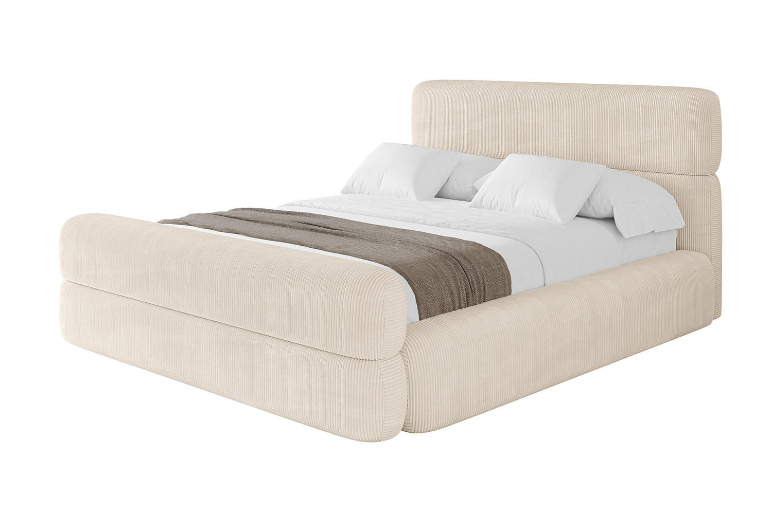 POLSTERBETT mit Bettkasten, Fußteil und Lattenrost, Boxbett ohne Matratze - ENORA-Z 180x200 Beige - Creme, Holzwerkstoff/Textil (180/200cm) - ALTDECOR