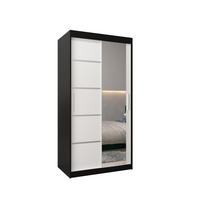 SCHWEBETÜRENSCHRANK 200/100/62 2-türig - Silberfarben/Schwarz, Holz/Kunststoff (100/200/62cm) - MÖBEL KRYSPOL