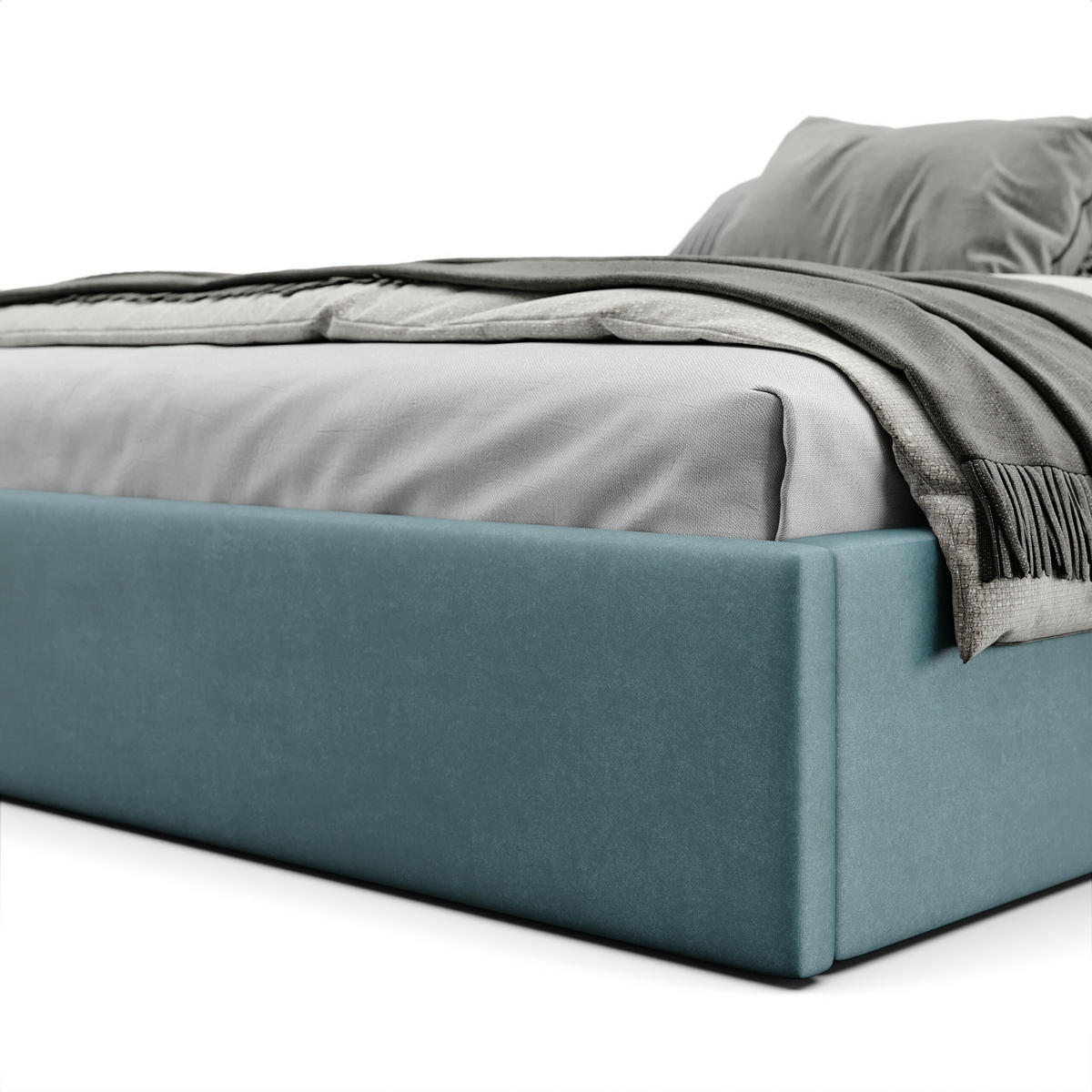 POLSTERBETT 180x200cm Bett mit Stauraum Lattenrost Meerfarbe - Blau, Holz/Holzwerkstoff (180/200cm) - Muralo