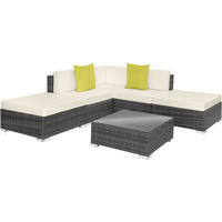 RATTANLOUNGE Paris,mit Sicherheitsglasplatte,grau - Grau, Kunststoff - tectake