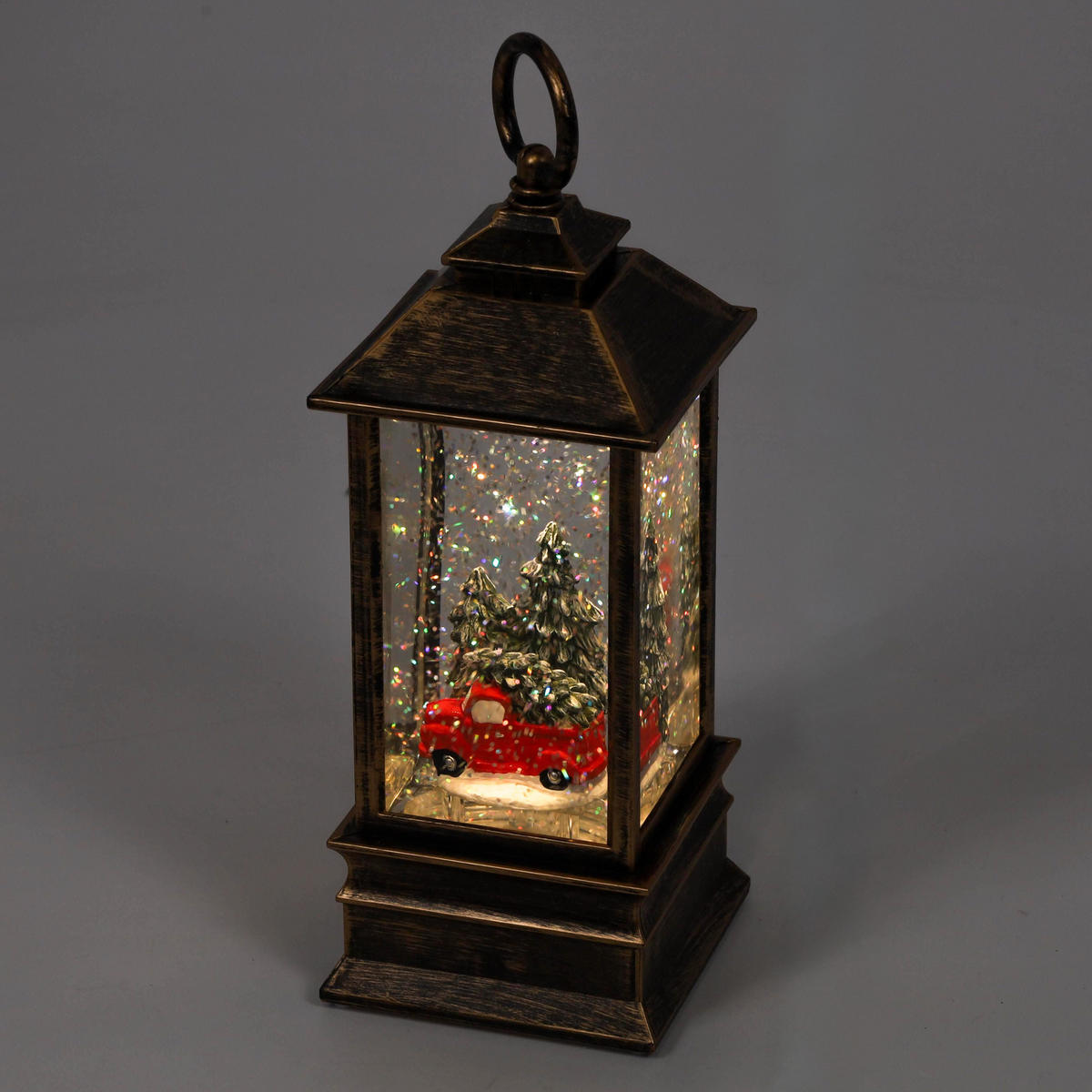 WEIHNACHTSLATERNE LED 23 cm - Dunkelbraun, Kunststoff (9/22.5/9cm) - Home Styling Collection