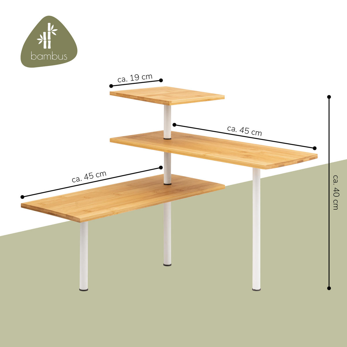 BAMBUS-ECKREGAL, weiß - Weiß, Holz (45/40/45cm) - bremermann