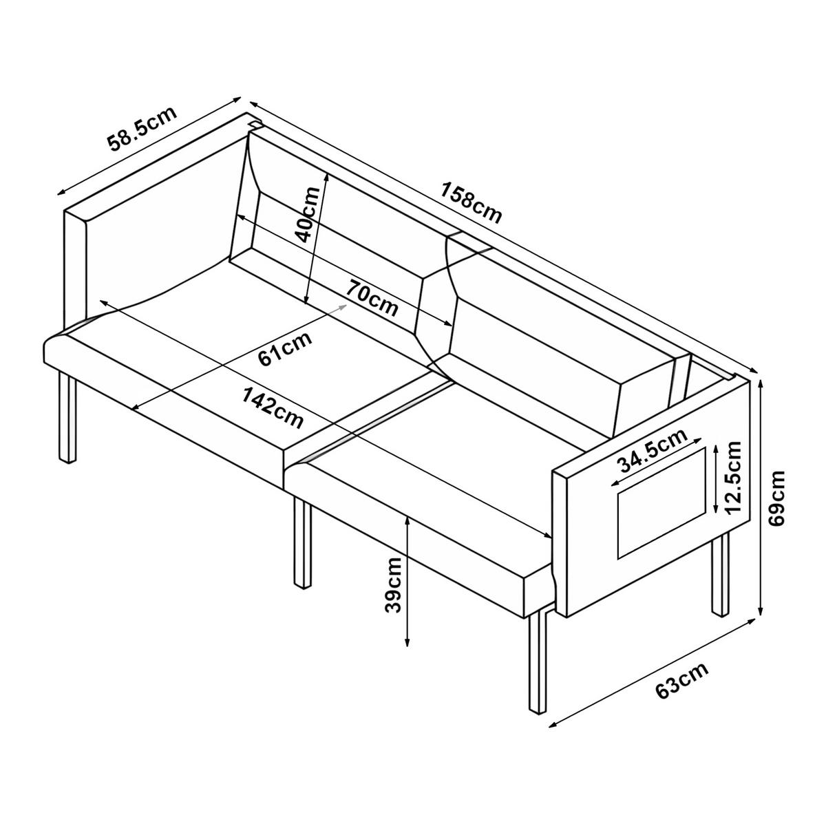 2-SITZER-SOFA Kamar - Dunkelgrau, Holz/Textil (158/69/63.5cm) - [en.casa]