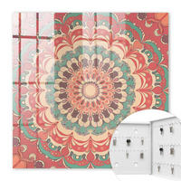 SCHLÜSSELBOX Weiß 30x30 cm – Türöffnung nach rechts - Buntes Mandala - Orange, Metall (30/30/5cm) - TULUP