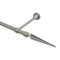 GARDINENSTANGE Primus Lorenzo 260 cm (geteilt in 2 x 130 cm), 1-läufig (ohne Ringe), 16 mm Ø Chrom matt - Chromfarben/Nickelfarben, Metall (260cm) - INTERDECO