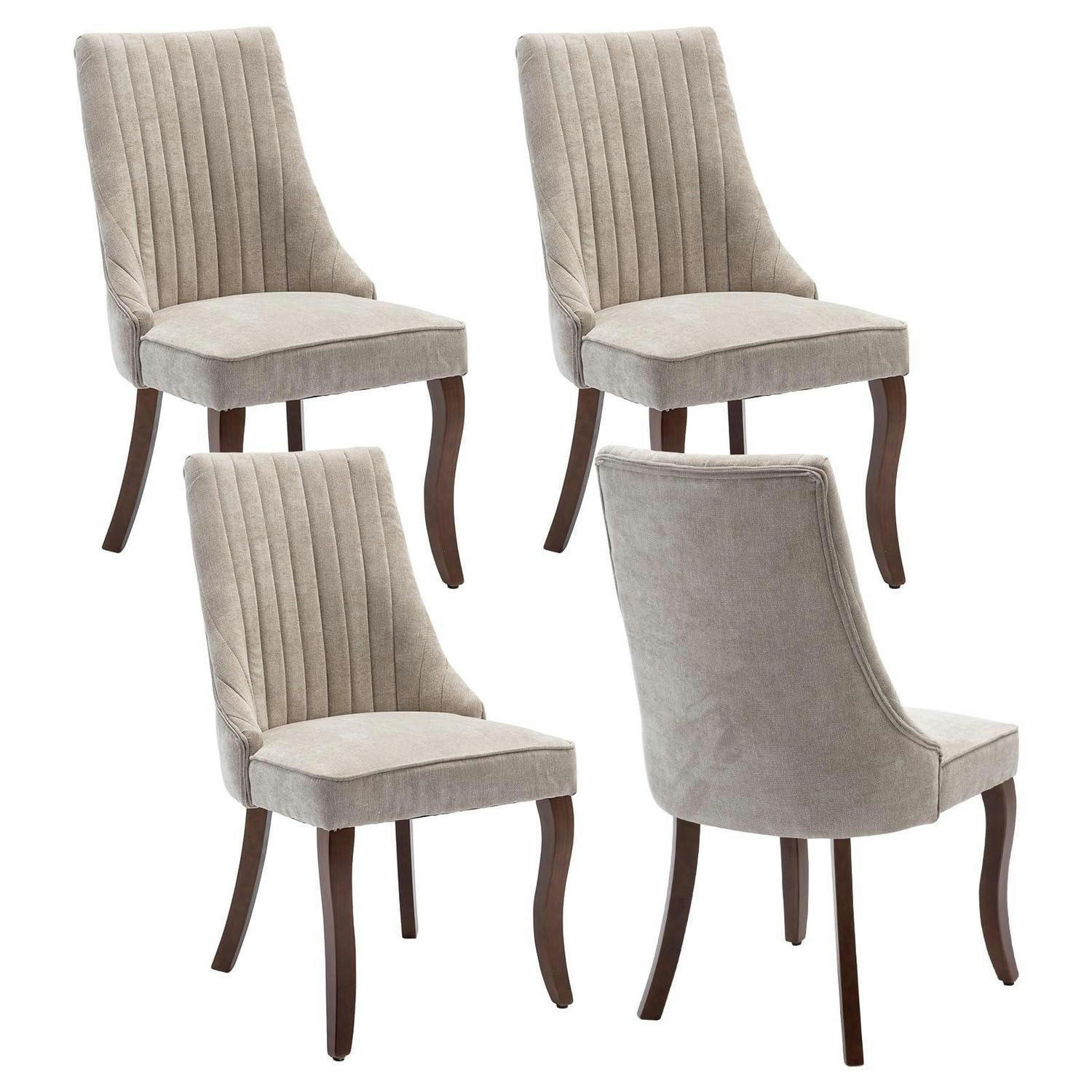 ESSZIMMERSTÜHLE 4er Set Stoff Beige mit Channel-Steppung - Beige, Textil (50/95.5/53.8cm)
