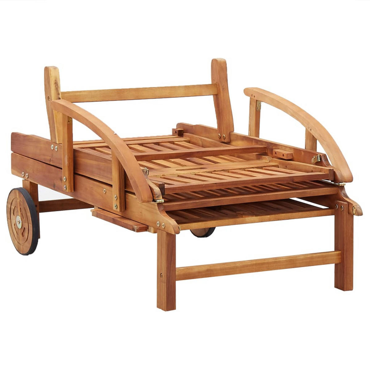 SONNENLIEGE Mit Auflage Massivholz Akazie - Braun, Holz (68/83/200cm) - vidaXL