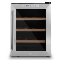 WEINKÜHLSCHRANK CAVS12 Schwarz und Silber, 12 Flaschen, 11°C bis 18°C, Digitales Bedienfeld, Leise, 3 Holzböden - Schwarz, Metall (26.2/36/30.5cm) - Les Petits Champs