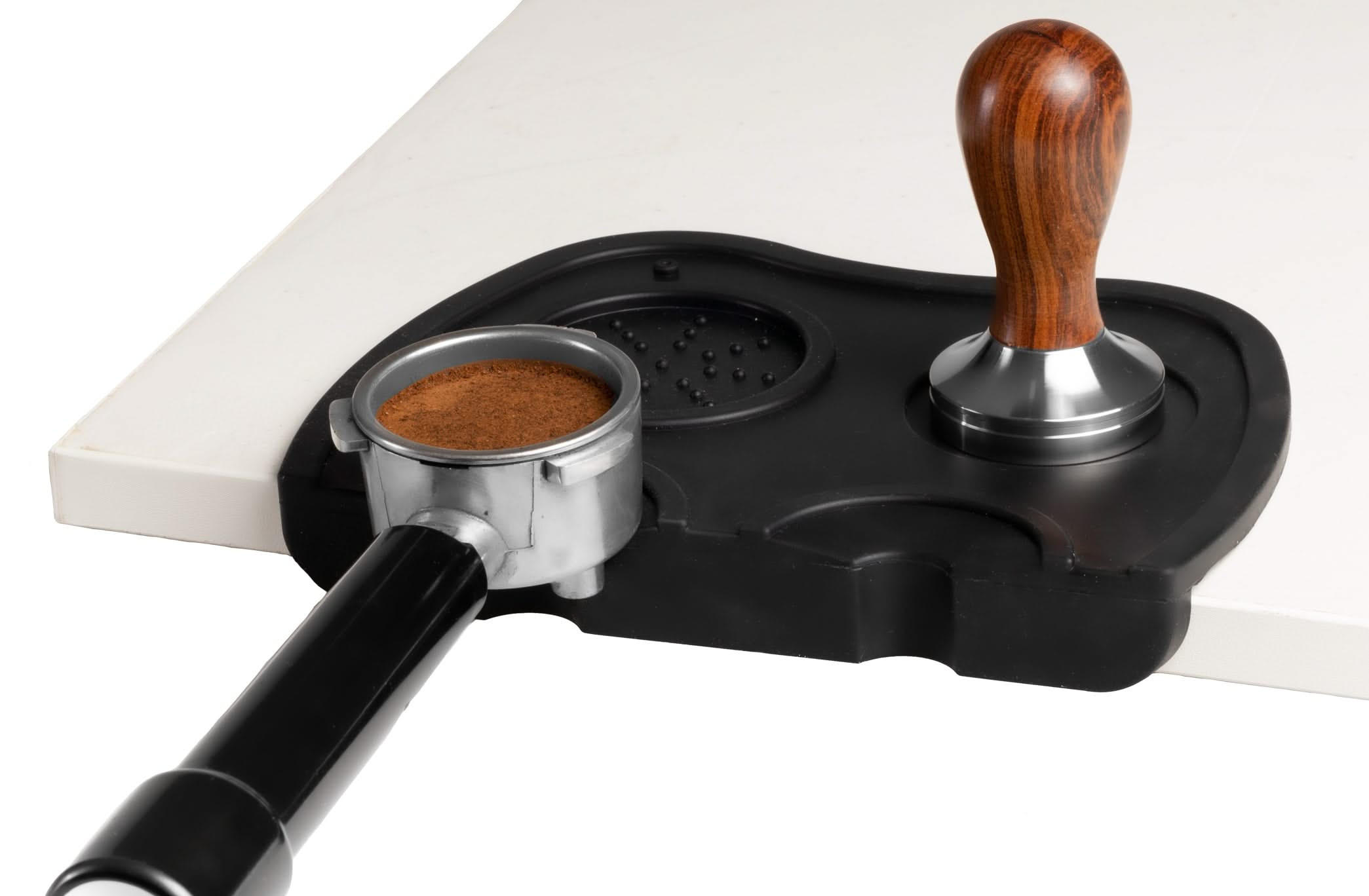 KAFFEEDAMPFER Tamper Mat - Silikon - Schwarz - Schwarz, Keramik (21cm) - Jay Hill
