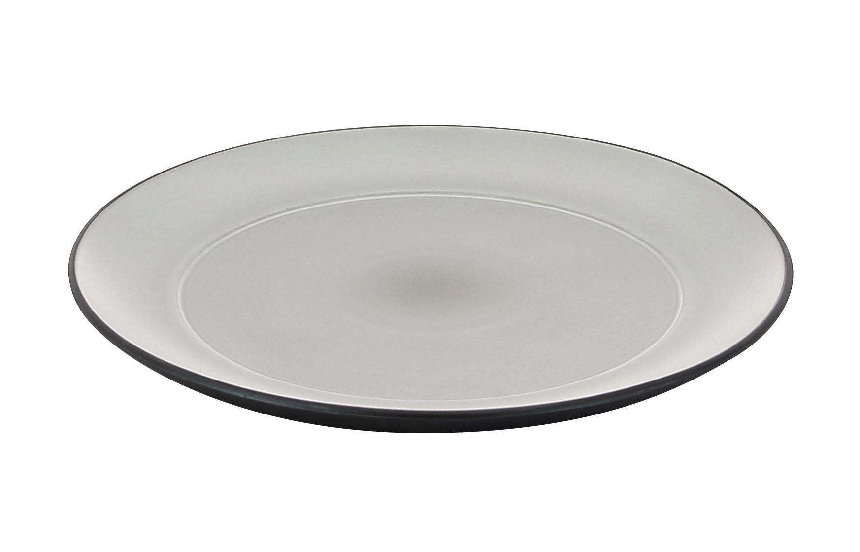 TELLER FLACH EQUINOXE FÜR DIM SUM 22 CM Pfeffer - Hellgrau, Keramik (20/2.3/20cm) - Revol Porcelaine France