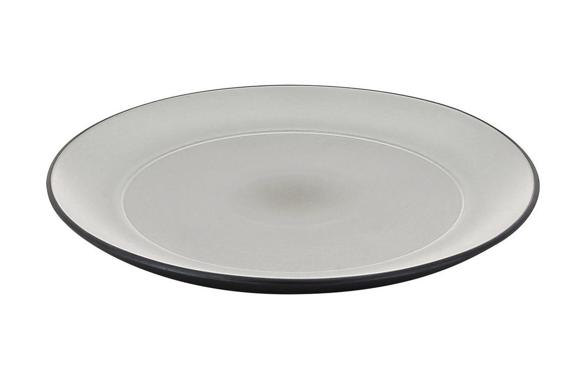 TELLER FLACH EQUINOXE FÜR DIM SUM 22 CM Pfeffer - Hellgrau, Keramik (20/2.3/20cm) - Revol Porcelaine France