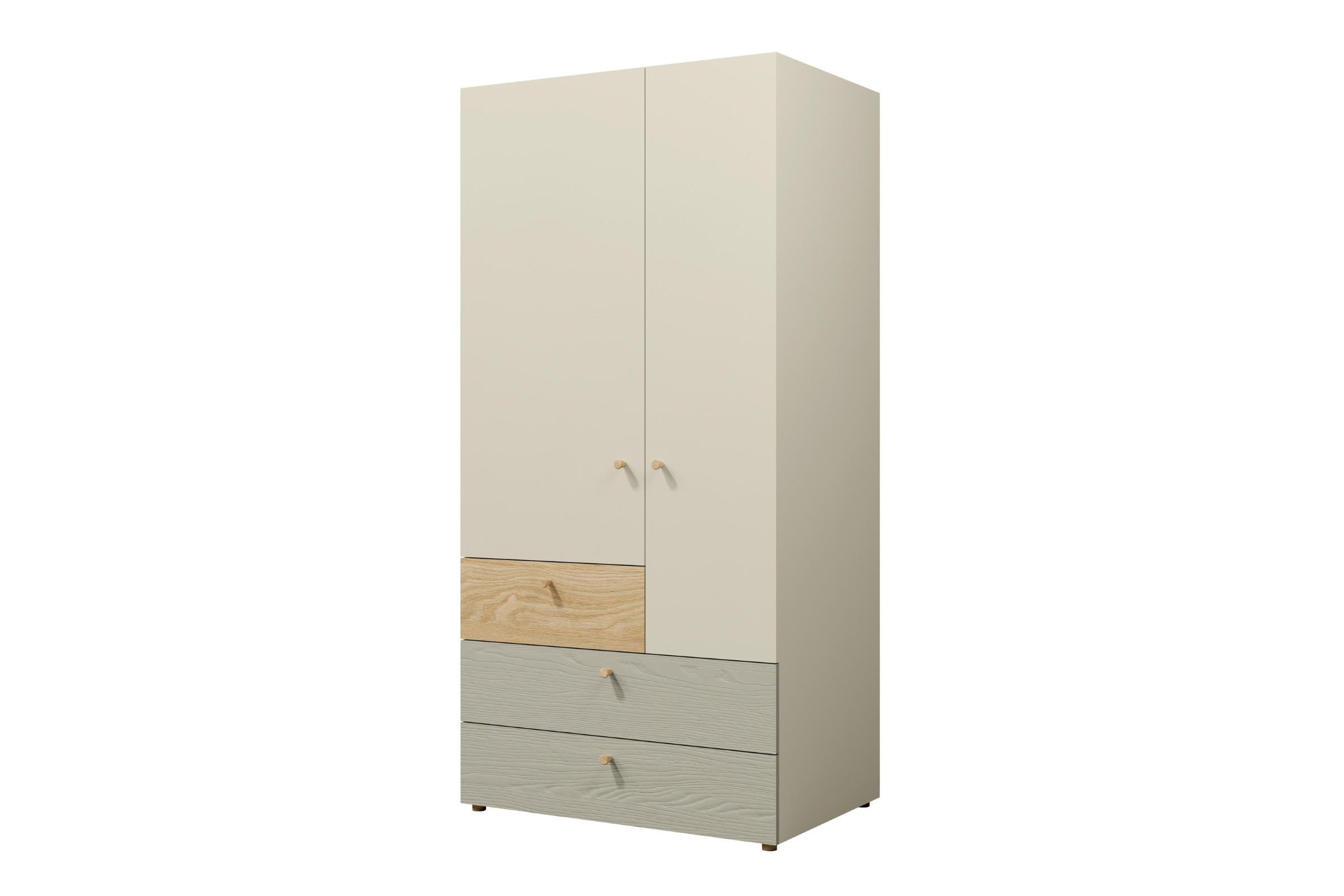 Deine Möbel 24 Kinderkleiderschrank Greige, Eiche, Eukalyptusholz 90x185x60 cm