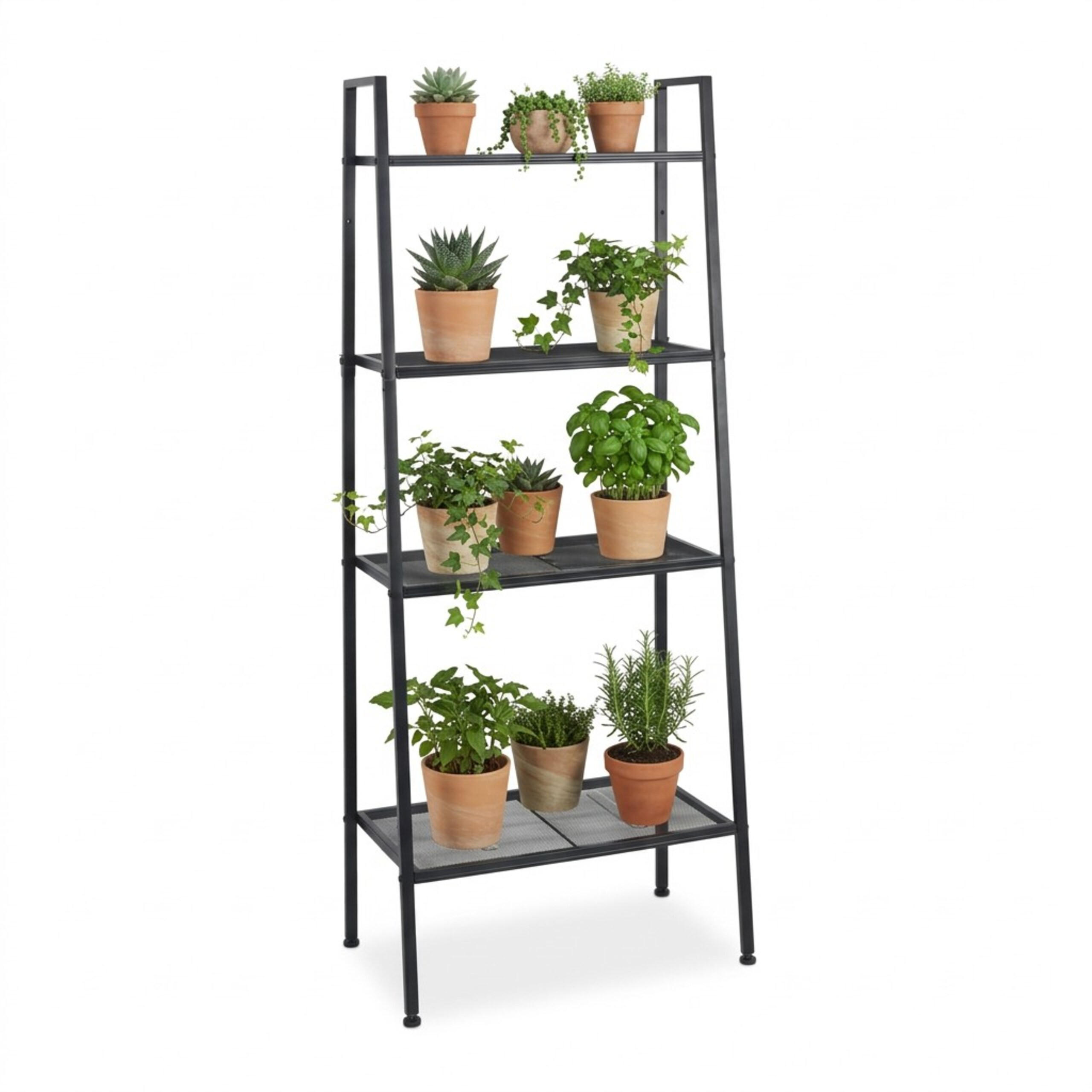 KOVOVÝ regál - černá, kov (60/148/35cm) - Relaxdays