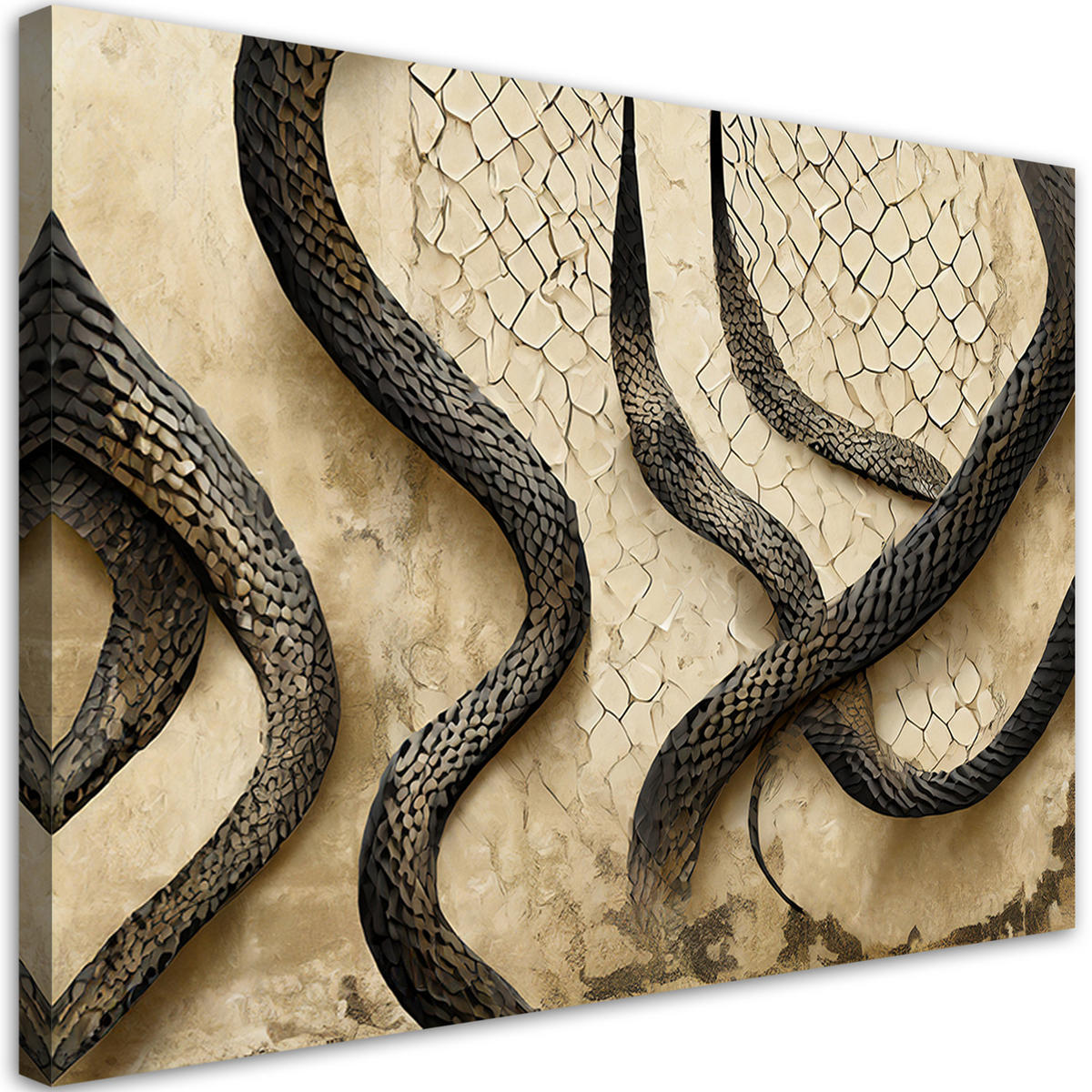 WANDBILD schlangenhaut glamour textur - Beige, Textil (60/40cm) - Feeby