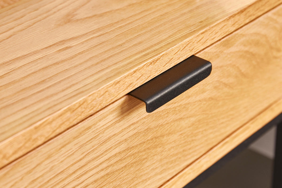NACHTTISCH ELEMENTS Eiche Natur 50 cm - Schwarz/Naturfarben, Holz/Metall (40/50/35cm) - riess-ambiente