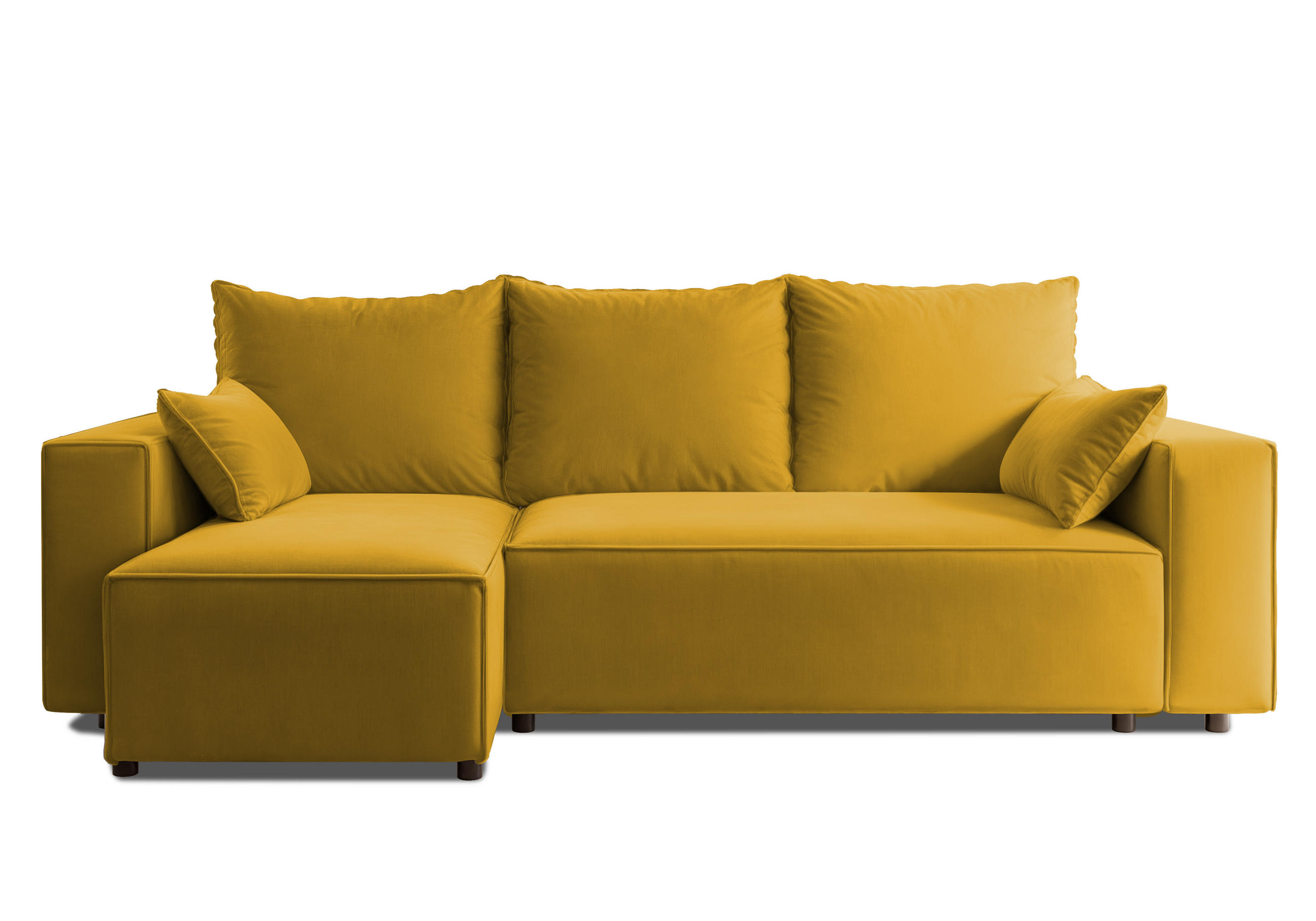 ECKSOFA Tobi mit Bettkasten und Schlaffunktion, L-Form, Velourstoff, Universal - Currygelb, Holzwerkstoff (246/145cm) - 4ALL HOME