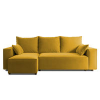 ECKSOFA Tobi mit Bettkasten und Schlaffunktion, L-Form, Velourstoff, Universal - Currygelb, Holzwerkstoff (246/145cm) - 4ALL HOME