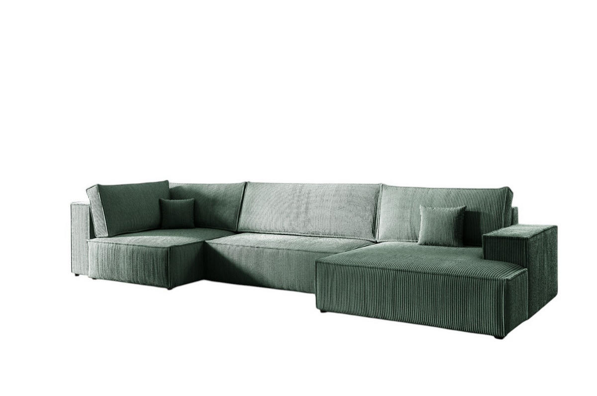 WOHNLANDSCHAFT Corunia - Grün, Holzwerkstoff/Textil (398/70/148cm) - Fun Möbel