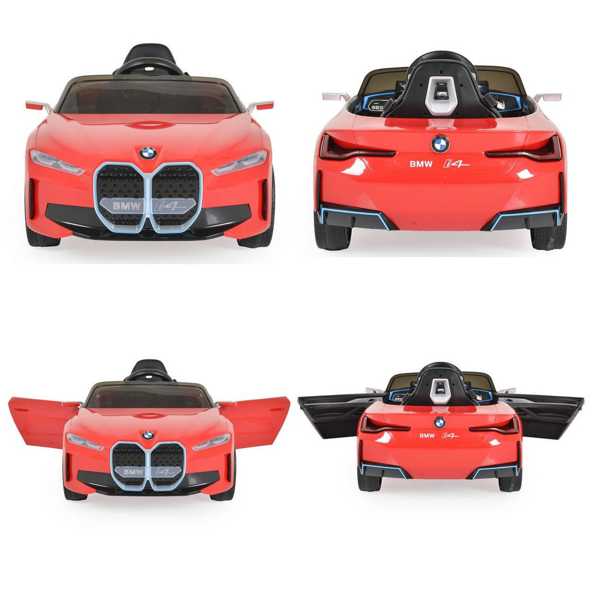 ELEKTROAUTO BMW i4 MP3 rot EVA-Reifen Fernbedienung Lichter bis 30 kg - Rot, Kunststoff (115/67/45cm) - Moni
