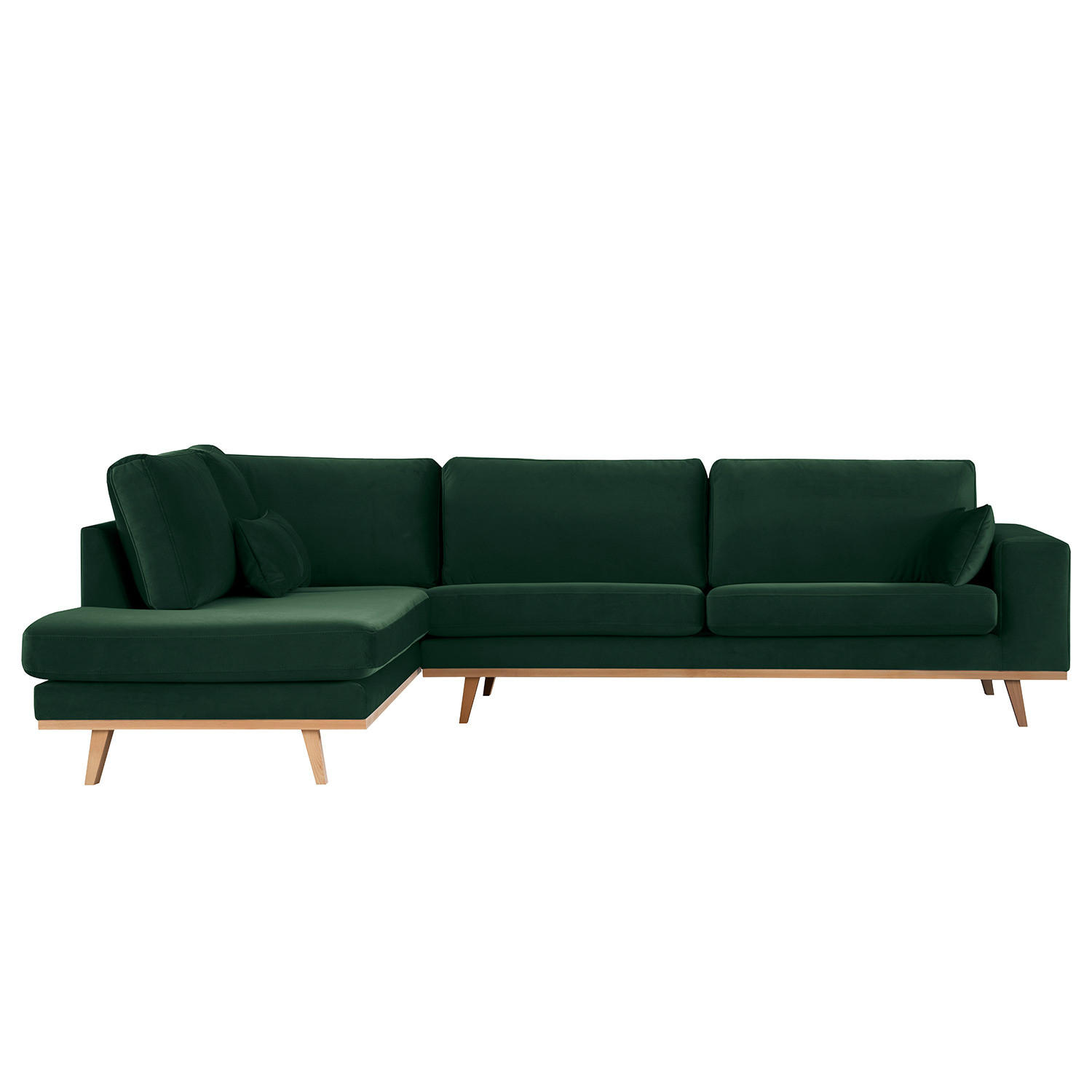 ECKSOFA mit Ottomane - Buchefarben/Grün, Textil (287/219cm) - home24