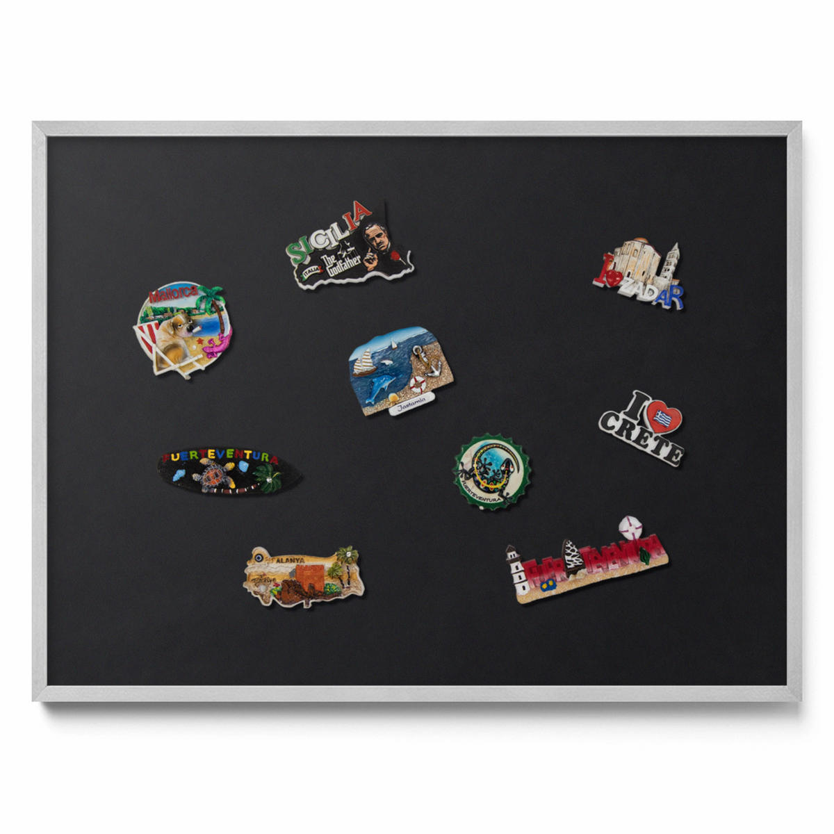 MAGNETTAFEL 80x60 cm Silberner Rahmen Farbe Schwarz - Bronzefarben, Metall (80/60/0.4cm) - TULUP