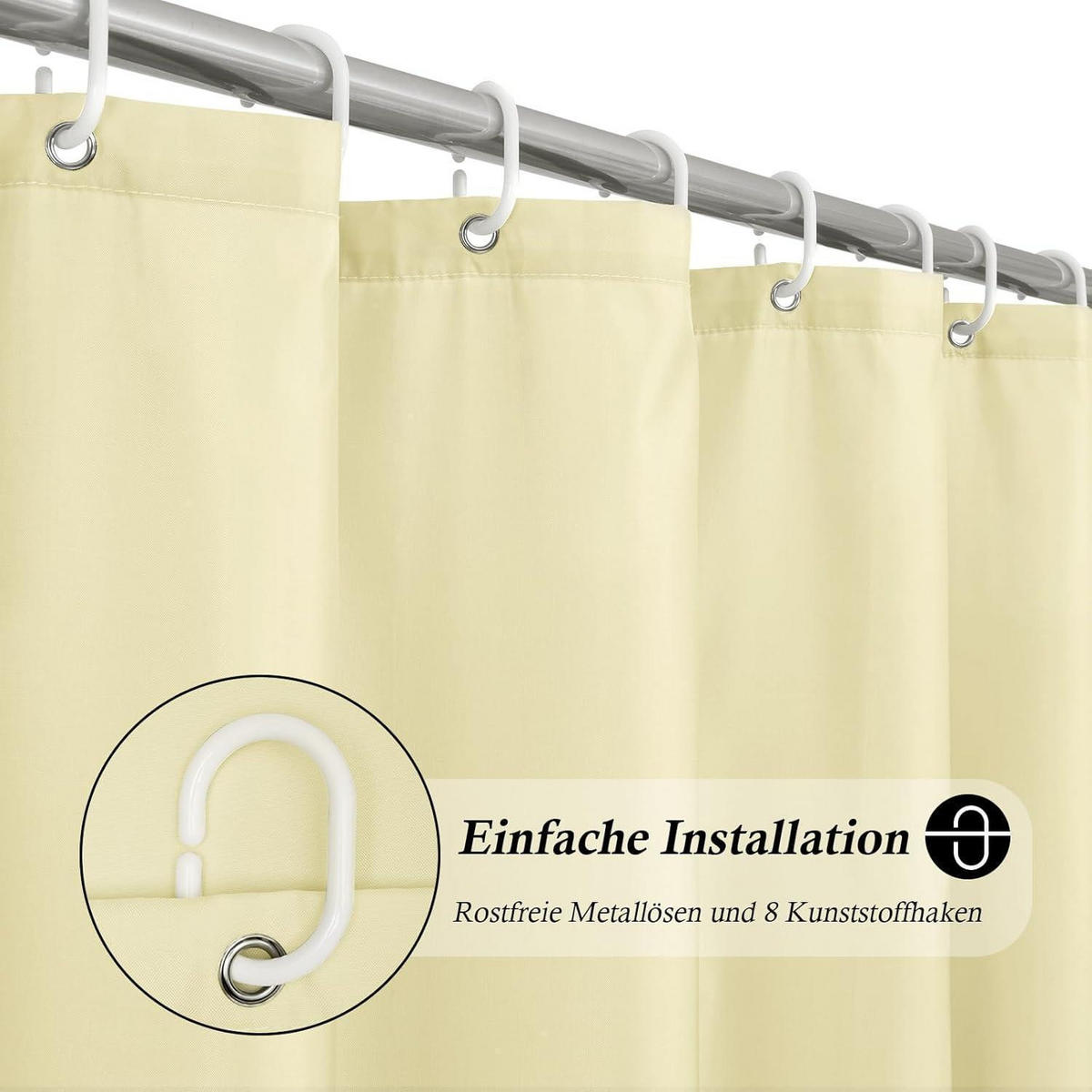 DUSCHVORHANG Beige 120 x 200 cm Schnelltrocknend Wasserdicht - Beige, Textil (120/200cm)