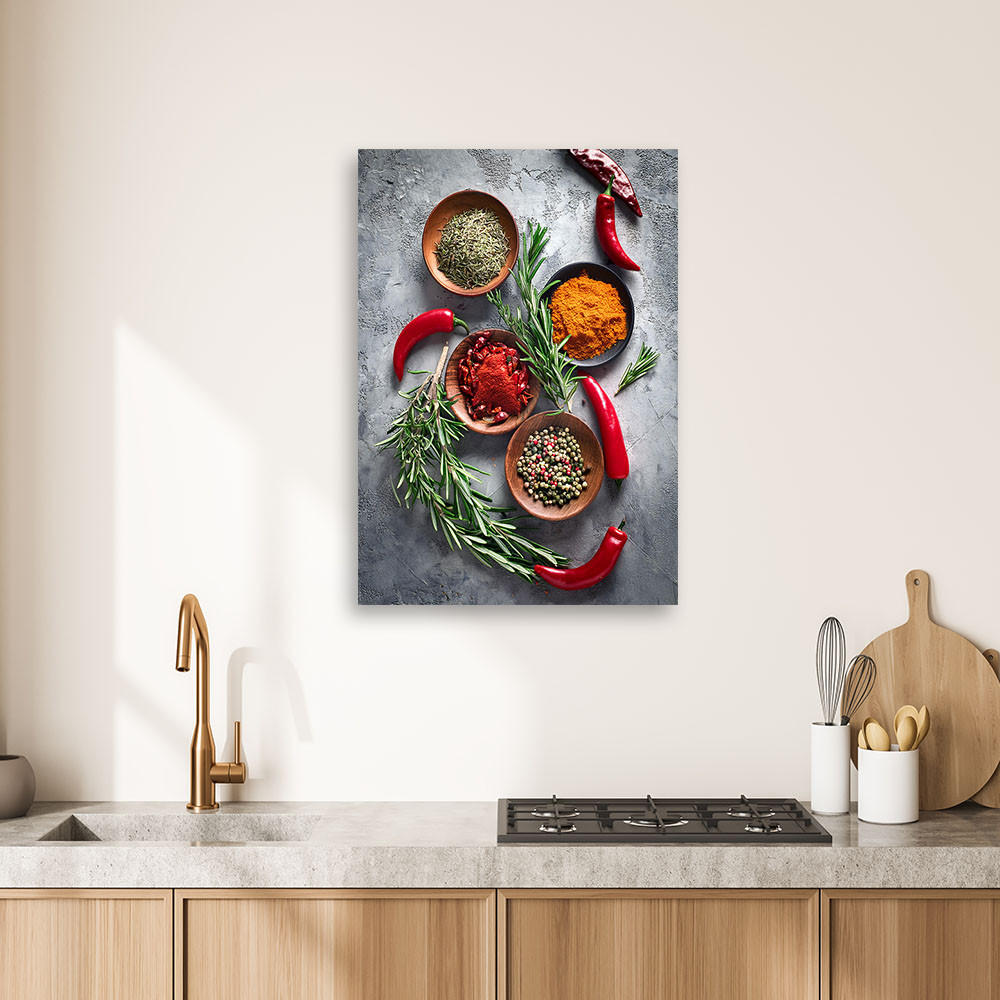 LEINWANDBILD Gewürze Stillleben 80x120cm - Multicolor, Textil (80/120cm) - Feeby