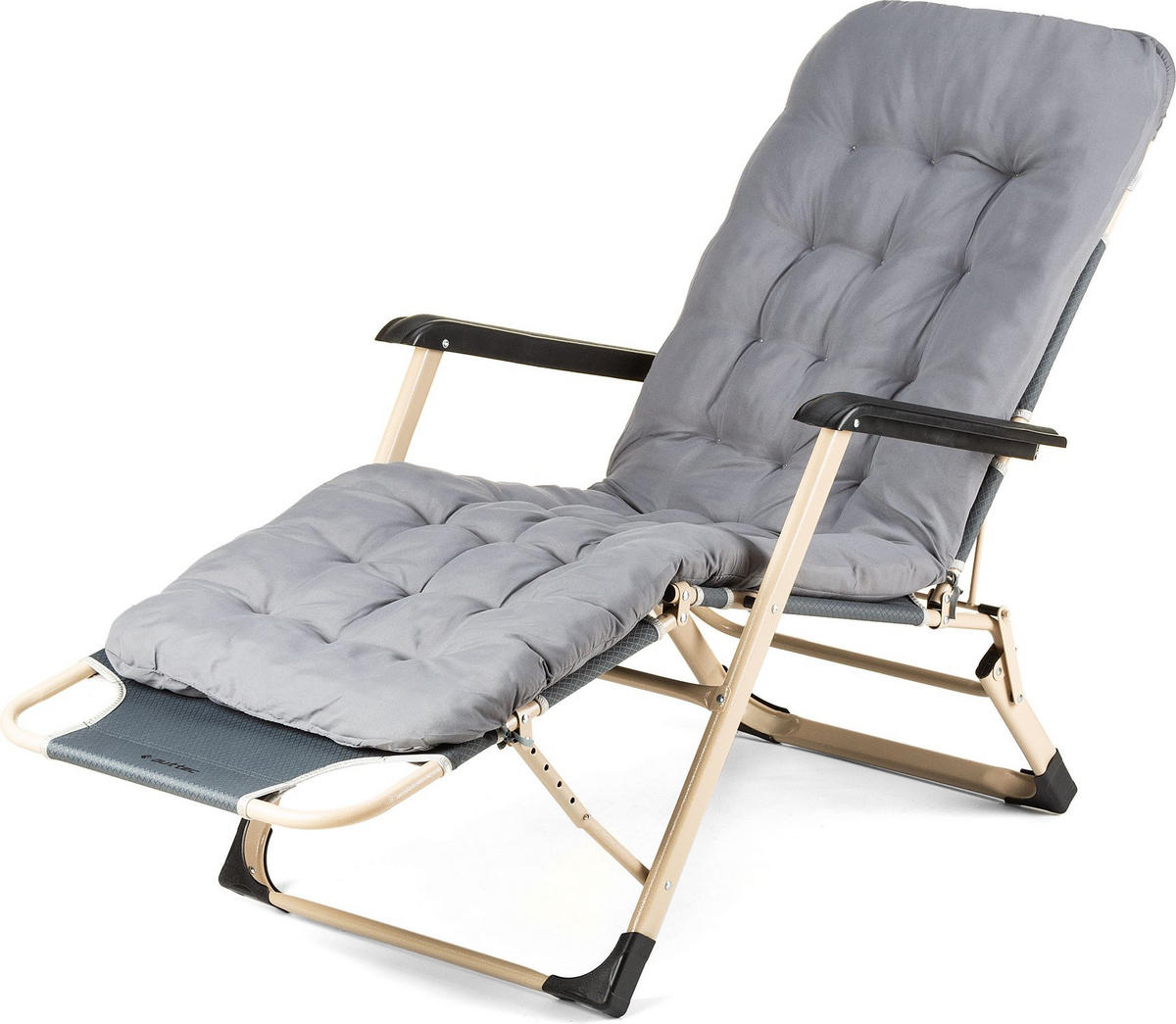 GARTEN-RELAXSESSEL mit Kissen, 180/52 cm, bis 120 kg - Grau, Metall (180/76/52cm) - Outtec