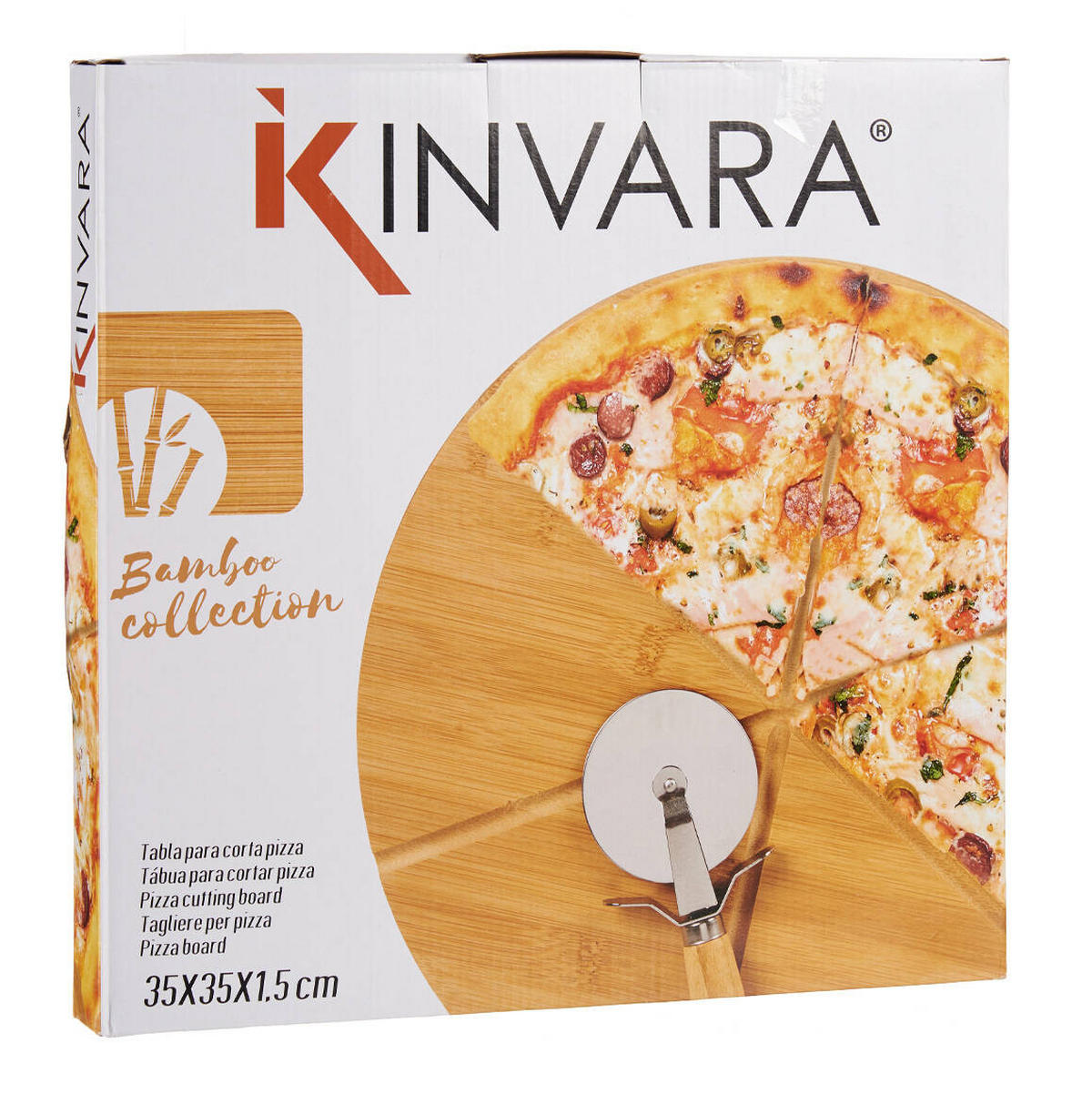 PIZZABRETT Bambus 35 cm + Pizzamesser - Braun, Naturmaterialien (35.2cm) - Kinvara