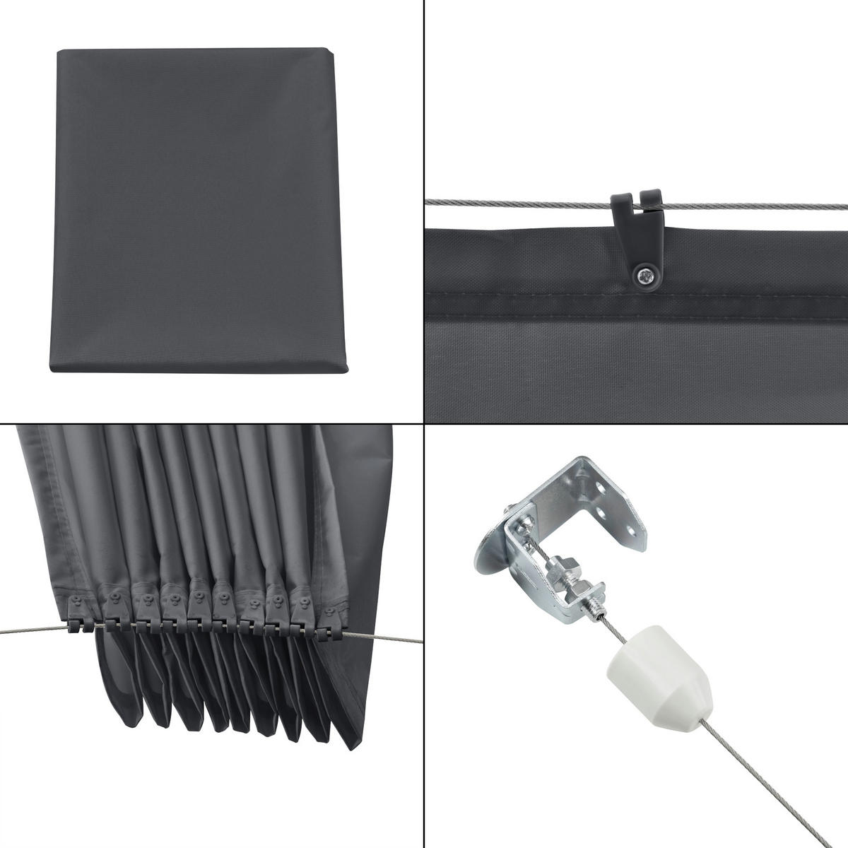 SEILSPANNMARKISE Braga - Dunkelgrau, Textil (140/0.2/420cm) - [en.casa]