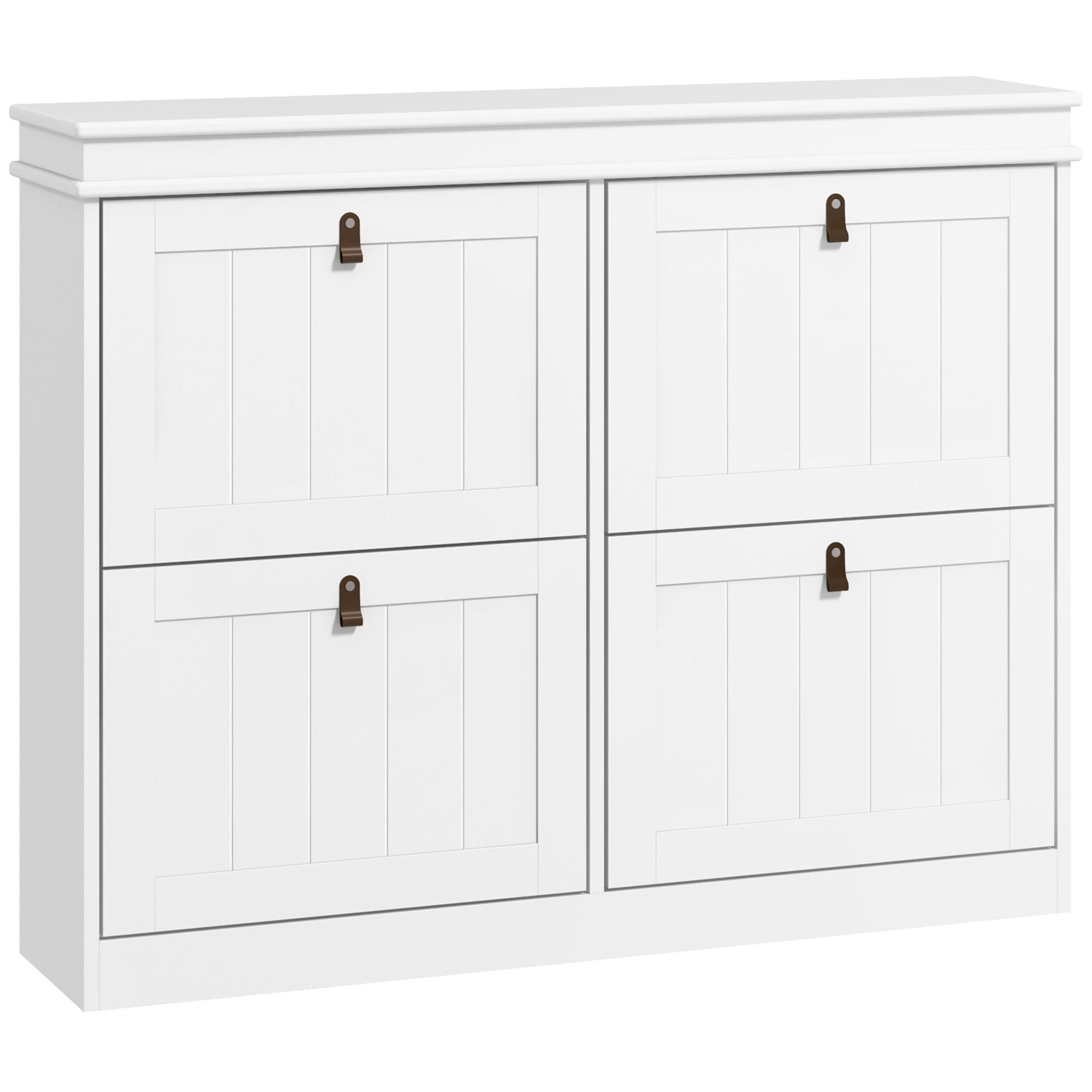 SCHUHSCHRANK DE-15052 4 Klapptüren mit verstellbaren Böden für 10–20 Paar Schuhe Weiß - Weiß, Holzwerkstoff (105/82.5/24cm) - ComfortXL