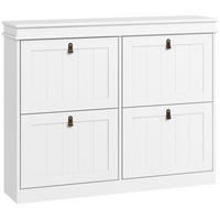 SCHUHSCHRANK DE-15052 4 Klapptüren mit verstellbaren Böden für 10–20 Paar Schuhe Weiß - Weiß, Holzwerkstoff (105/82.5/24cm) - ComfortXL