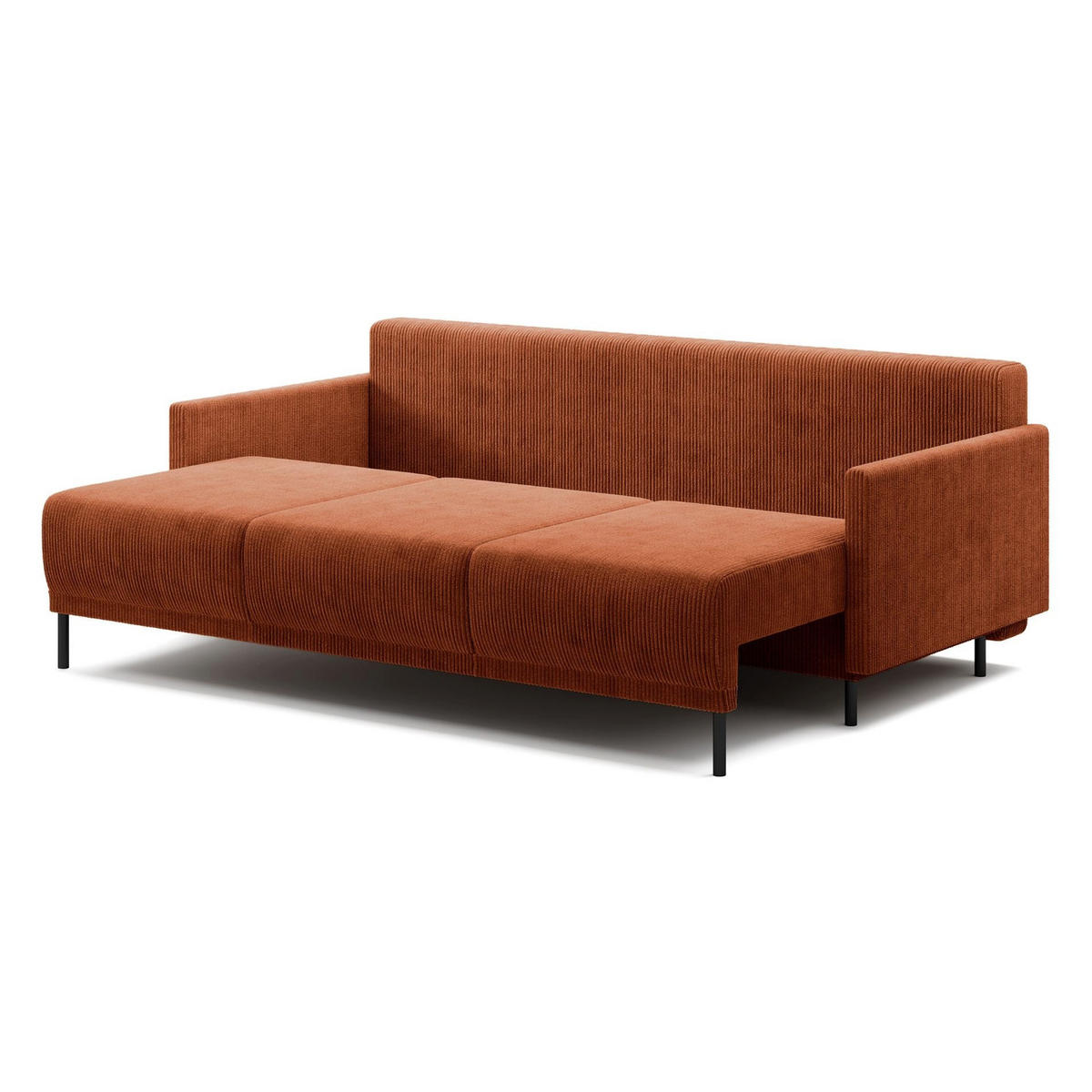 3-SITZER SOFA Hamiel Cord Kupferrot - Schwarz/Kupferfarben, Textil/Metall (212/87/97cm) - Selsey