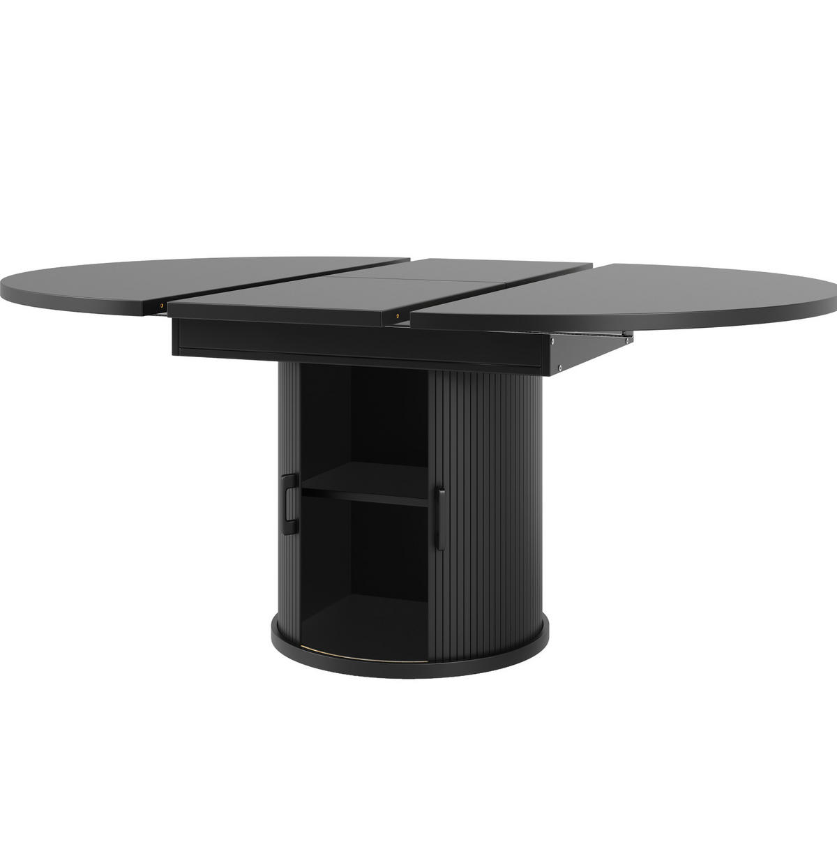 ESSTISCH ausziehbar 118-158 cm MDF Schwarz mit Stauraum - Schwarz, Holzwerkstoff (118/118/76.8cm) - Meubliv