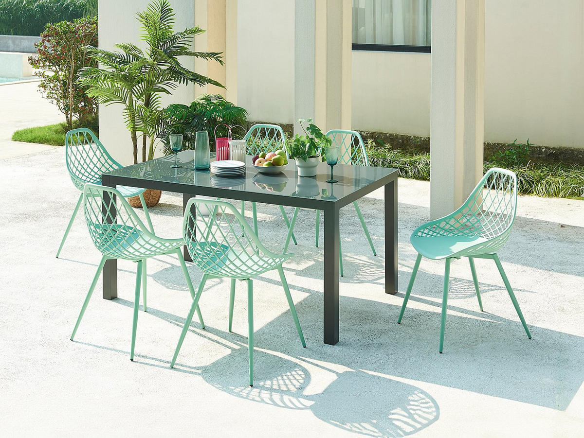 GARTENSTUHL - 54.5cm x 49cm - Polypropylen - mandelgrün - MALAGA - Grün, Metall (54.5/84/49cm) - Vente-Unique