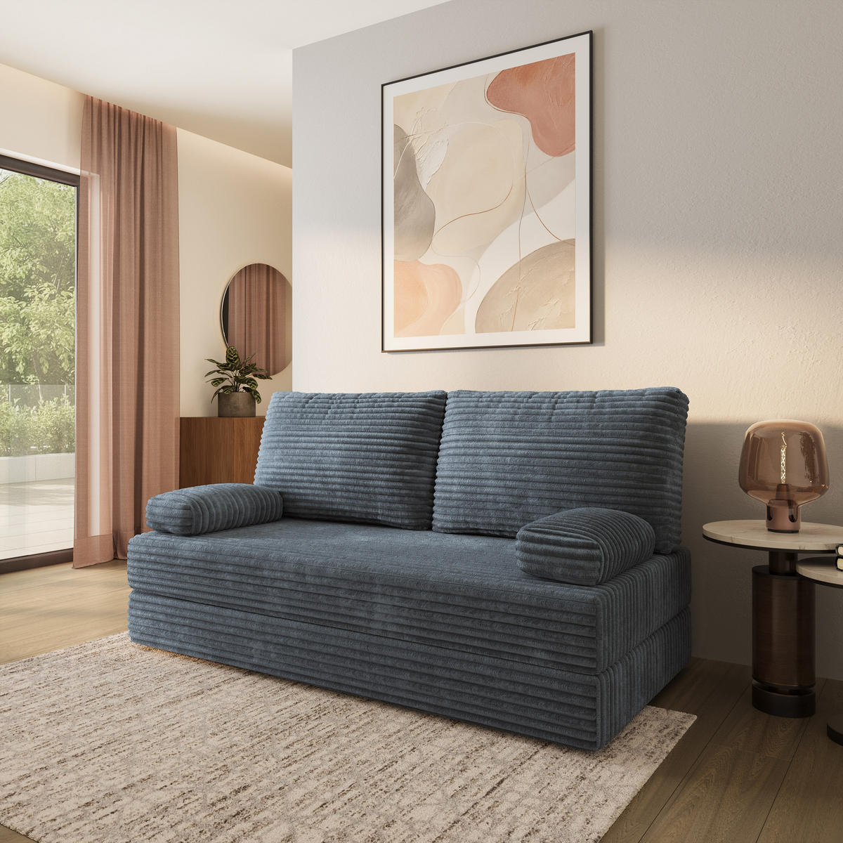 POHOVKA z pěny SILAR s funkcí spaní Manšestrová látka Šedá - šedá/šedohnědá, textil (170/86/80cm) - MASSENO