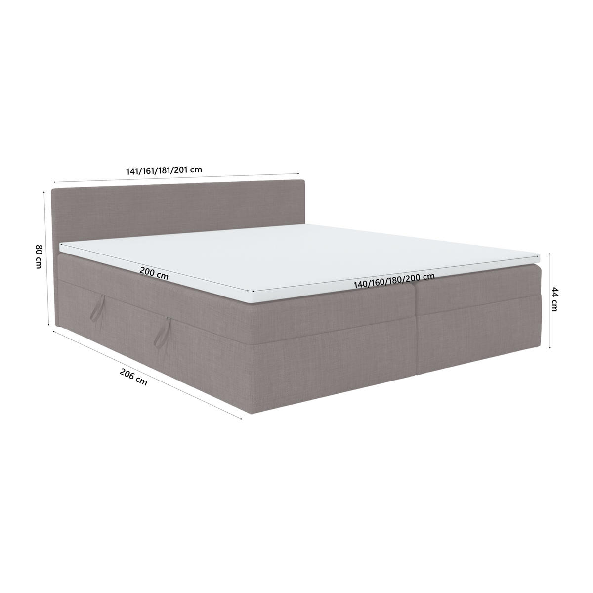 BOXBETT Verdig mit Bettkasten 200x200 Dunkelbraun - Braun, Holz/Textil (200/200cm) - Fedve
