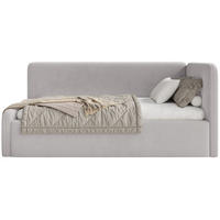 JUGENDBETT Fanko Samt Hellgrau 90x200 cm - Hellgrau/Schwarz, Kunststoff/Textil (90/200cm) - Selsey