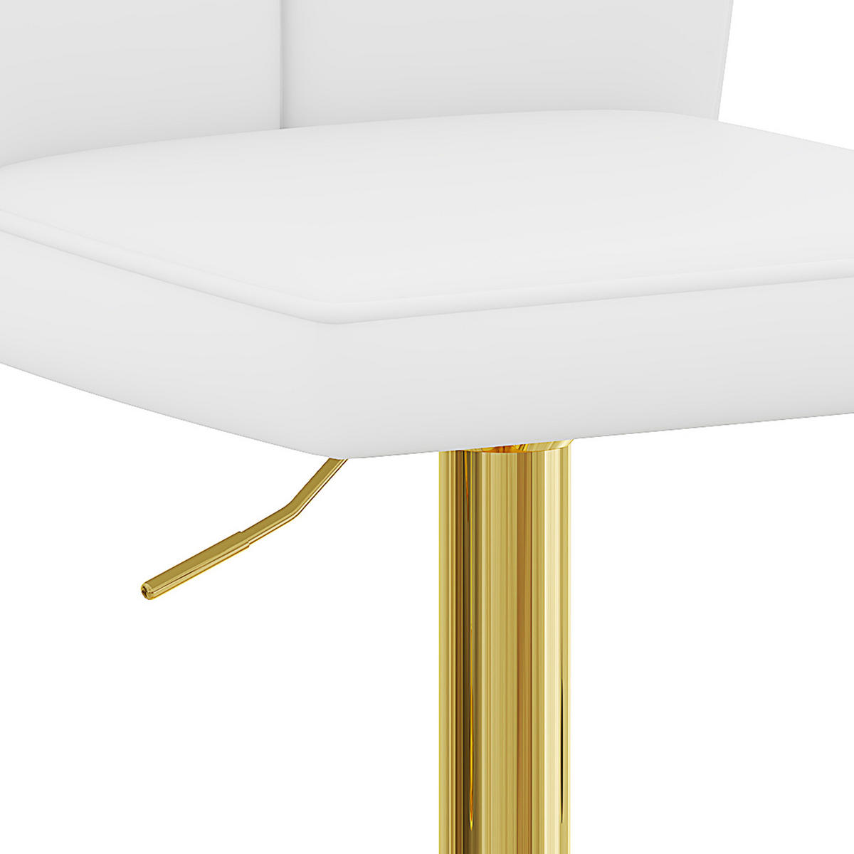 BARHOCKER 2er-Set Weiß-Gold Höhenverstellbar Drehbar 360° mit Rückenlehne und PU-Leder - Weiß, Metall (44.5/95.5/44cm) - PANGIVO