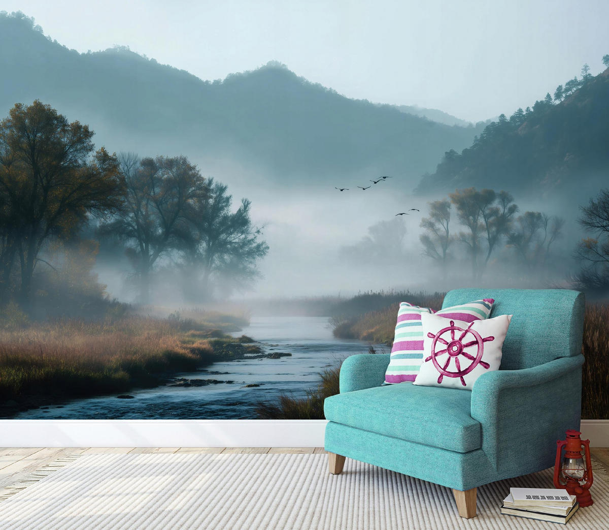 FOTOTAPETE Wald See Blau 250x175 cm - Multicolor, Papier (250/175cm) - Wallarena