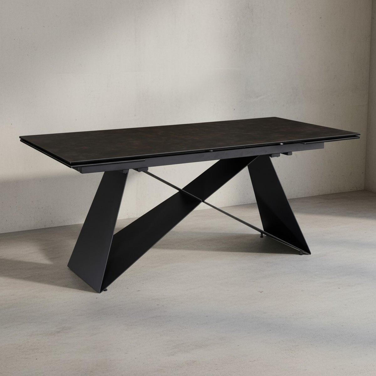 ESSTISCH Ausziehbar Keramik Glas Marmoroptik Rechteckig Groß, Schwarz 180x95x78 cm - Schwarz, Keramik/Metall (95/180/78cm) - KADIMA DESIGN