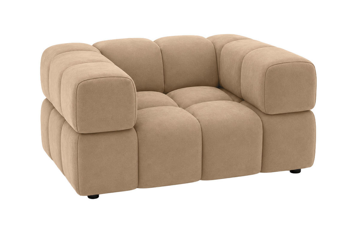 KŘESLO, velurová tkanina Bluvel, Latte, Averro - kapučínová, dřevo (160/70/96cm) - Kaiser Möbel