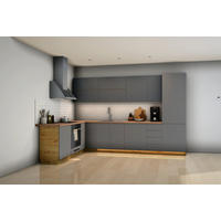 L-KÜCHE Nexa Grau – 330 × 210 cm – K53-G330 - Schwarz/Grau, Holzwerkstoff/Metall (330/210/210cm) - ROYAL24_MARKT