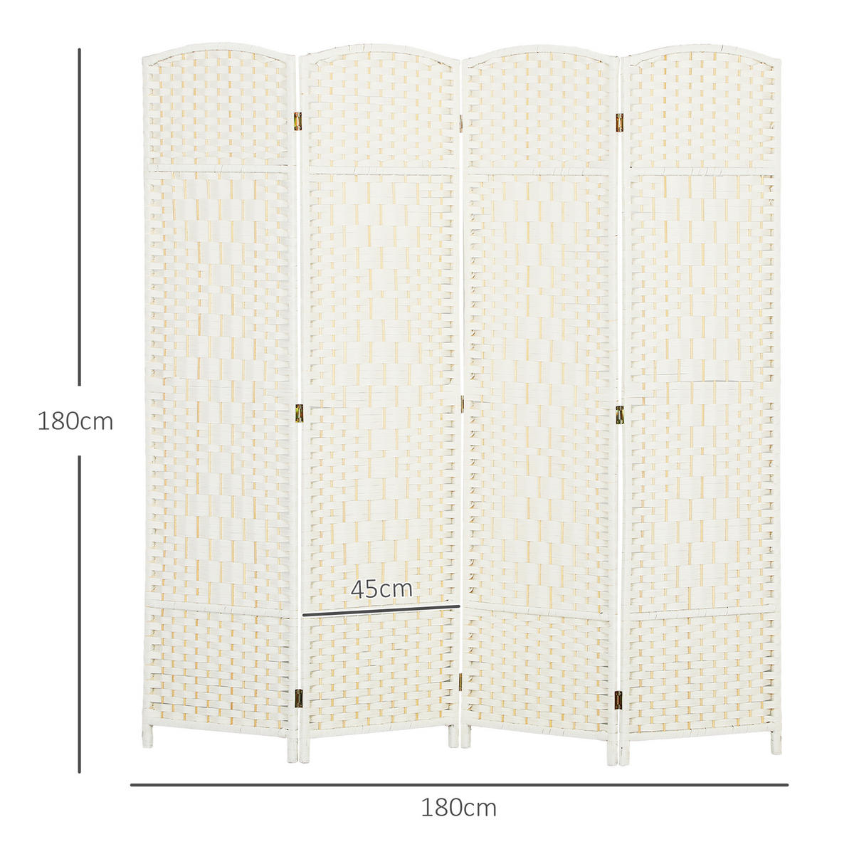 PARAVENT faltbar Weiß 180/180 cm - Weiß, Holz (1.7/180cm) - HOMCOM