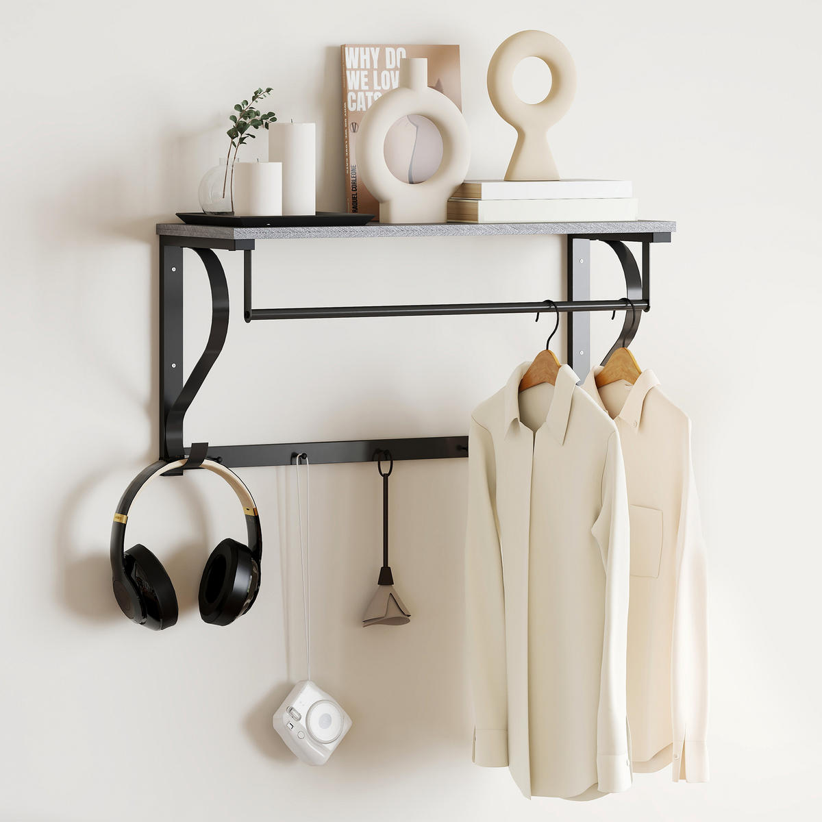 WANDGARDEROBE Grau 1 Stück - Grau, Holzwerkstoff (25/35.4/70cm) - GiPP