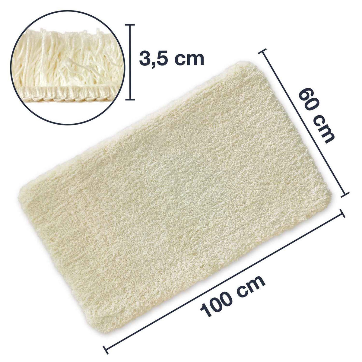 HOCHFLOR BADEMATTEN MALMÖ - Creme, Textil (60/80cm) - WohnDirect